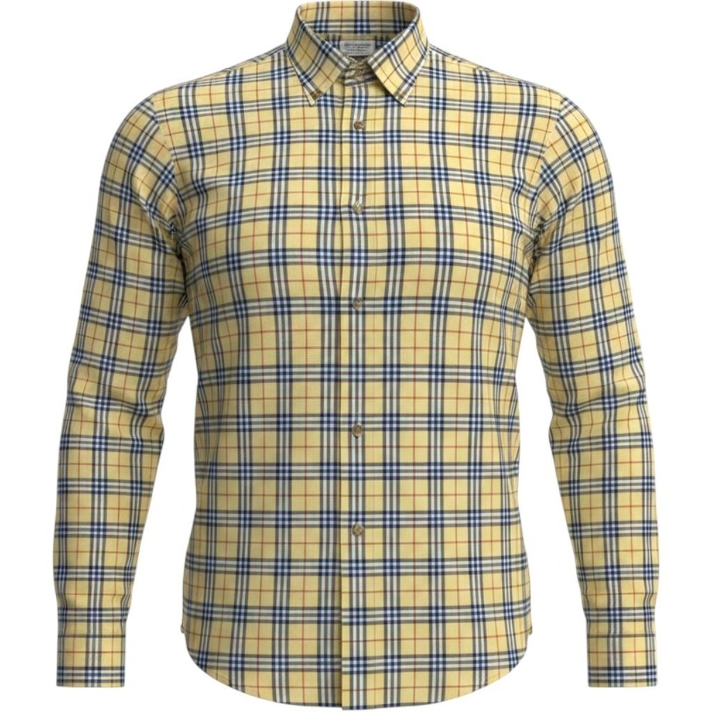 Burberry London Yellow Nova‎ Check Button Down Shirt Mens 2XT Tall Made in USA